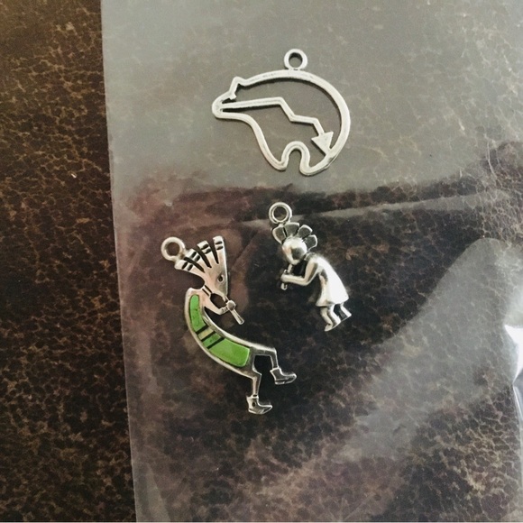 VINTAGE STERLING SILVER NAVAJO KOKOPELLI FLUTE DANCER CHARM PENDANT 925 marked - Picture 7 of 10